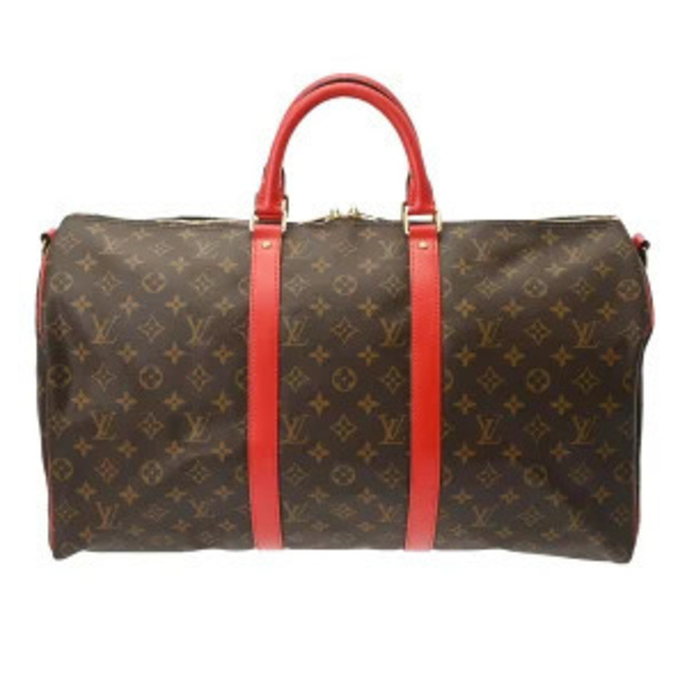 Louis Vuitton Monogram Keepall Bandouliere Poppy Red Canvas Boston Bag